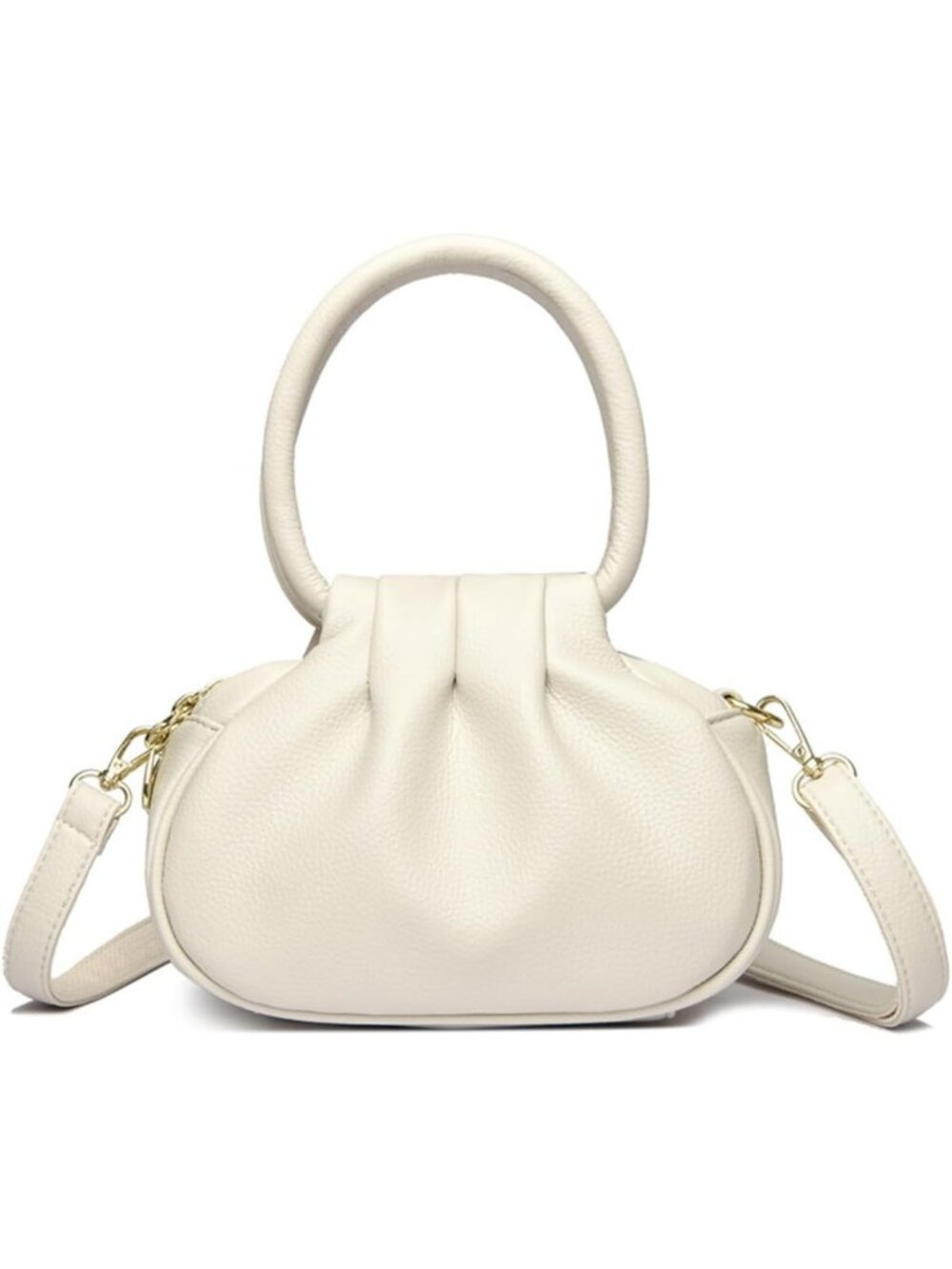 Women's Beige PU Leather Slouchy Hobo Crescent Imported Crossbody Shoulder Bag